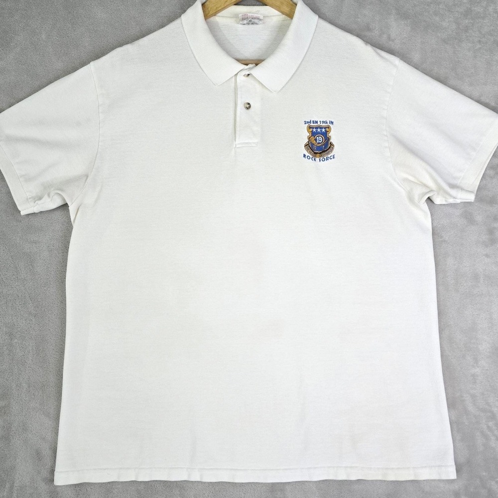 Vintage‎ Army 2nd Battalion 19th Infantry Rock Force Mens Large Golf Polo Shirt